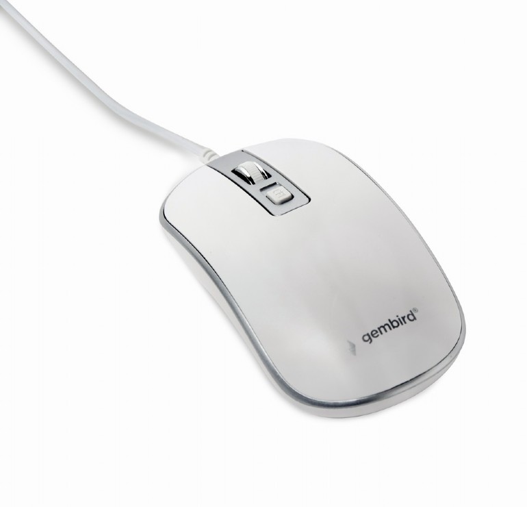 Gembird Mouse HD con cavo usb 1200 dpi, bianco/argento