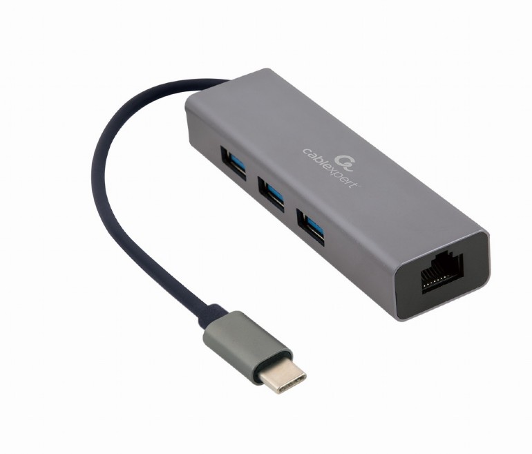 Adattatore LAN a rete gigabit ethernet, usb-c maschio, nero