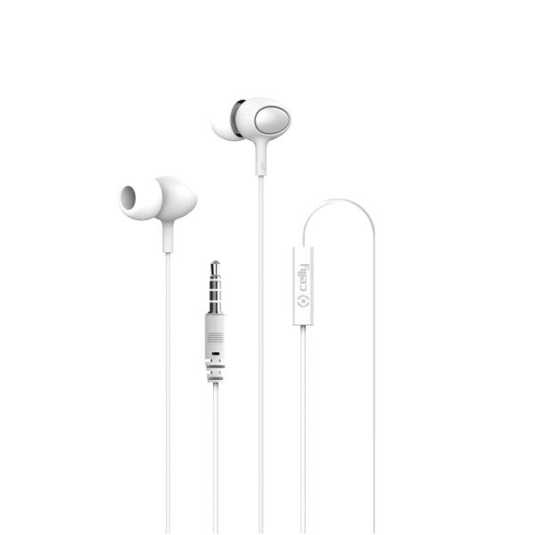 Celly Auricolare 3.5mm con microfono, bianco