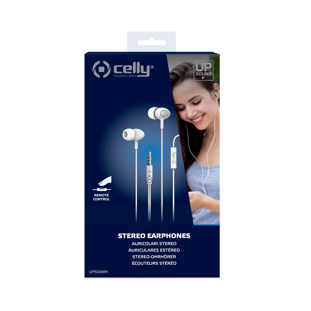 Celly Auricolare 3.5mm con microfono, bianco