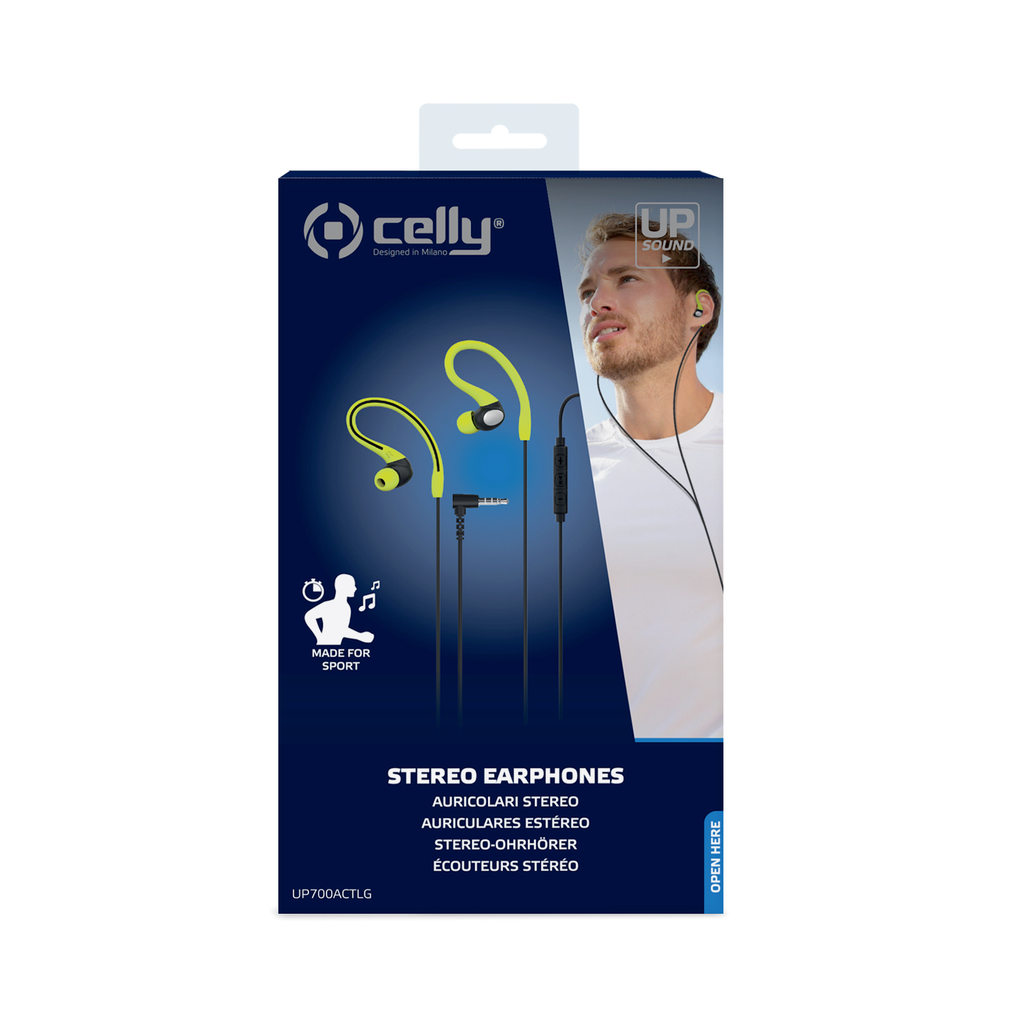 Celly Auricolare ad archetto con microfono 3,5mm, giallo