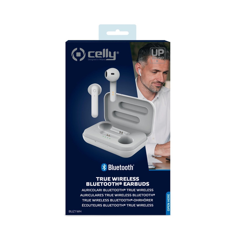 Celly Auricolare true Wireless con custodia, bianco 