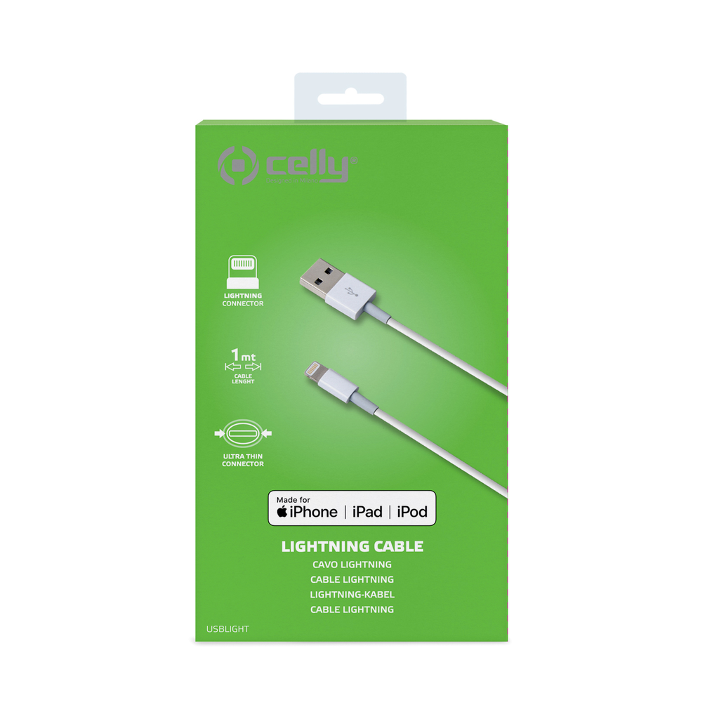 Celly Cavo USB / Lightning Certificato Iphone 12w 1 m, bianco