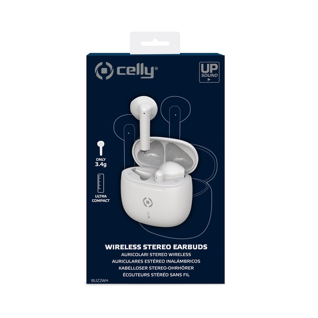 Celly new Auricolare Bluetooth true Wireless Earbuds Buz , bianco