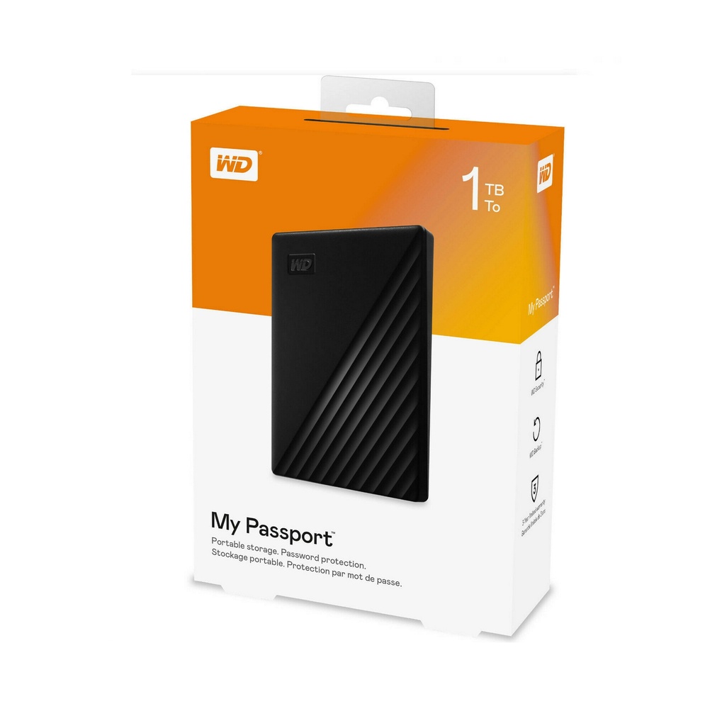 WD hdd esterno 1tb 2,5" 3.0 wd my passport, black worldwide