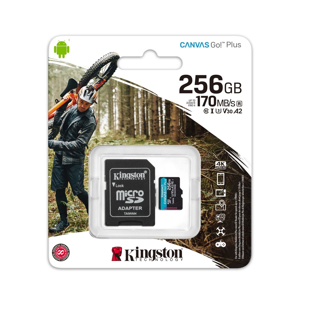 Kingston Micro SD con adat. 256GB U3 A2 170MBs