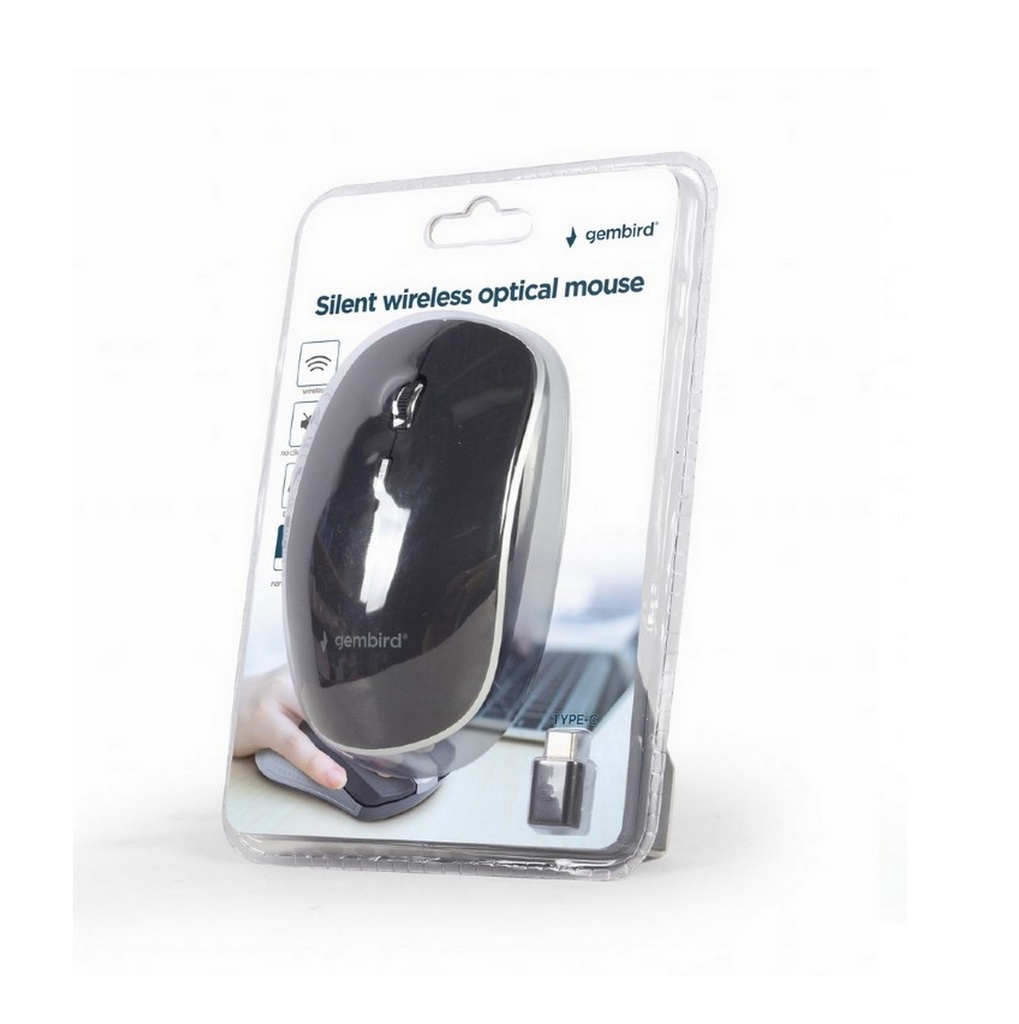 Gembird mouse USB-C Ottico Wireless silenzioso, nero