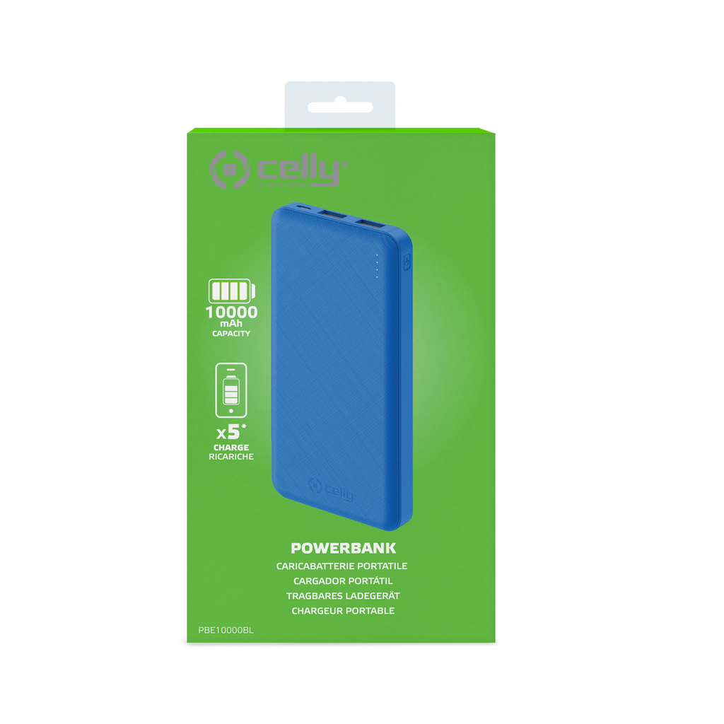 Celly Powerbank 10000 Mha 2.1a, blue