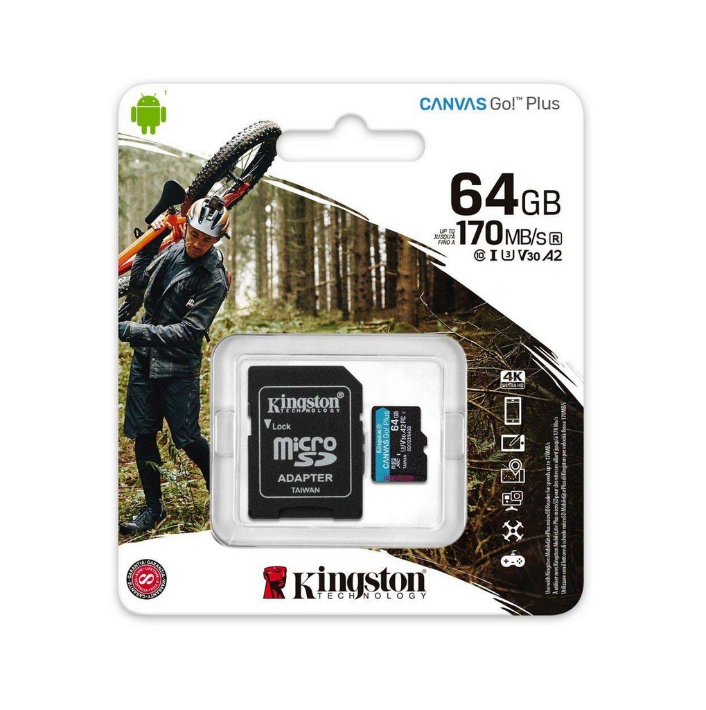 Kingston Micro SD con Adat. 64GB U3 A2 170MBs