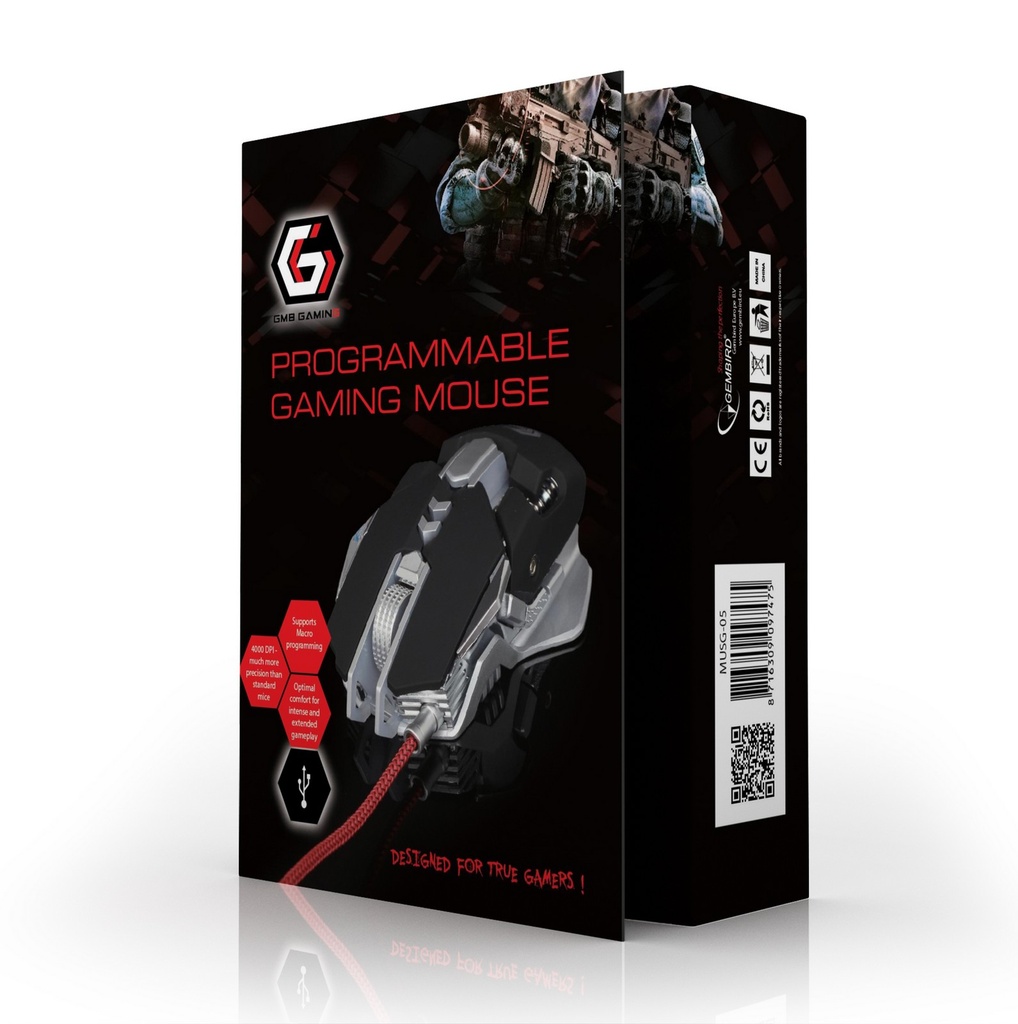 Gembird Mouse Gaming programmabile, USB 4000DPI