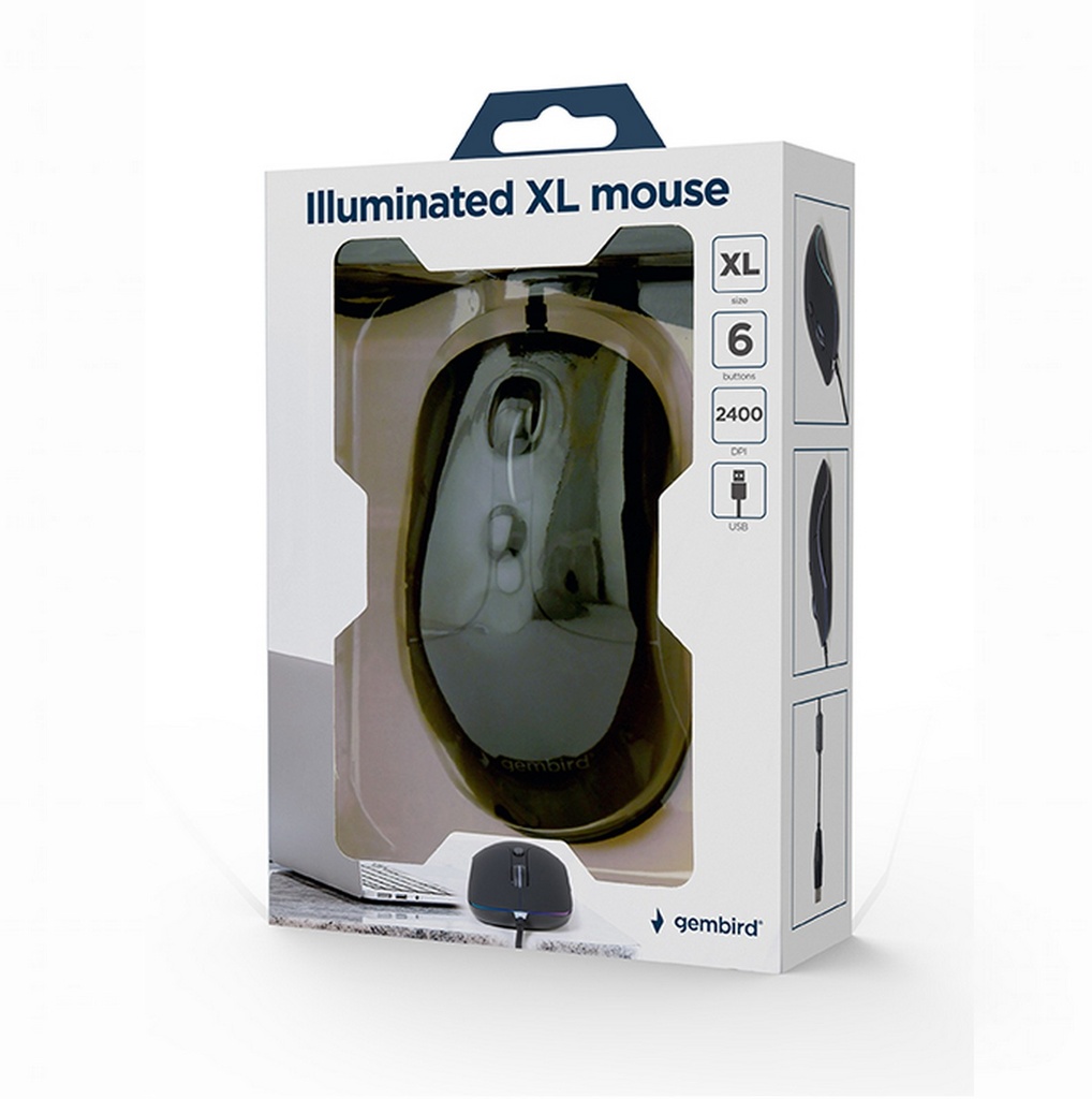 Gembird Mouse illuminato di grandi dimensioni XL, USB