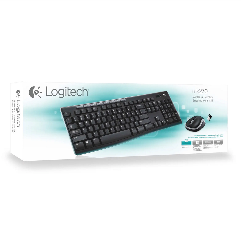 Logitech tastiera+mouse wireless logitech mk270 ottico nero usb