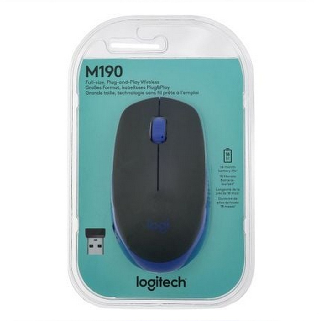 Logitech Mouse M190 Wireless , Blu