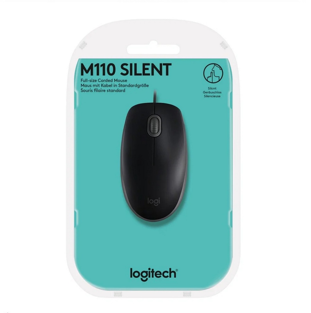 Logitech Mouse USB B110 Silent, Nero