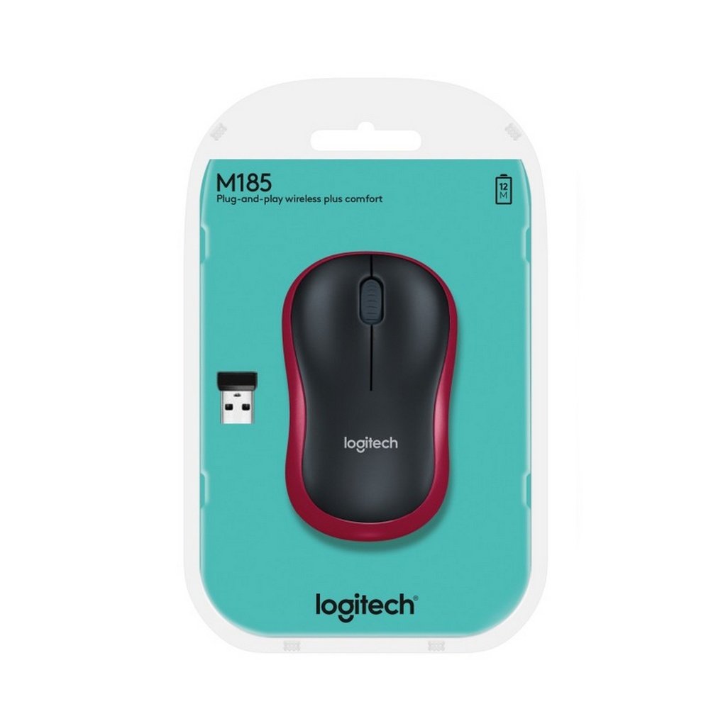 Logitech Mouse M185 Wireless, Rosso