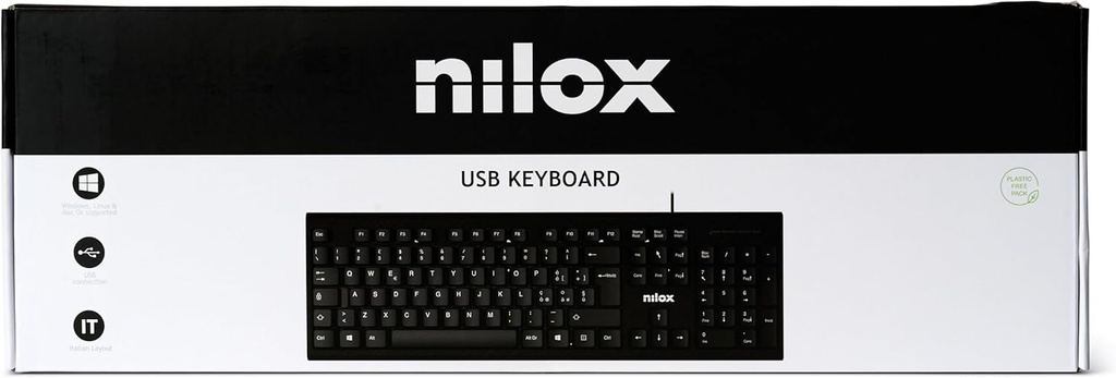 Nilox Tastiera con USB ergonomica,  Nero