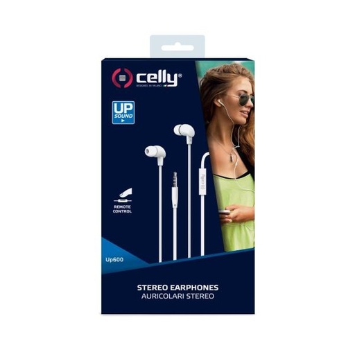 [UP600WH] Celly Auricolare 3,5mm con microfono, bianco