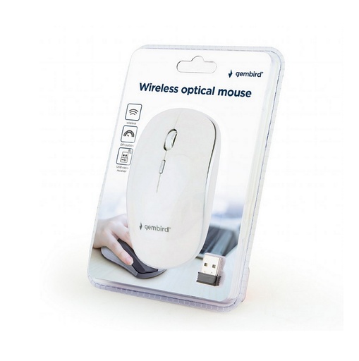 [MUSW-4B-01-W] Gembird Mouse Ottico Wireless HD, bianco