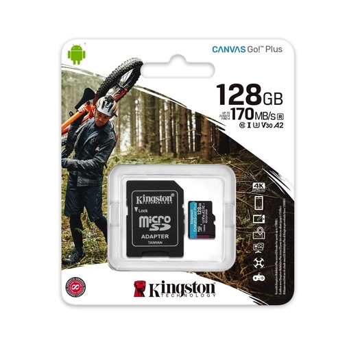 [SDCG3/128GB] Kingston Micro SD con Adat. 128GB U3 A2 170MBs