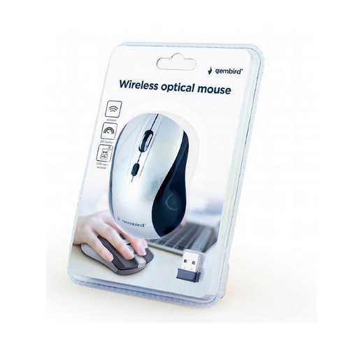 [MUSW-4B-02-BS] Gembird Mouse ottico wireless 800-1600dpi, nero e grigio