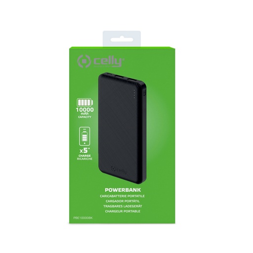 [PBE10000BK] Celly Powerbank 10000 Mha 2.1a, nero