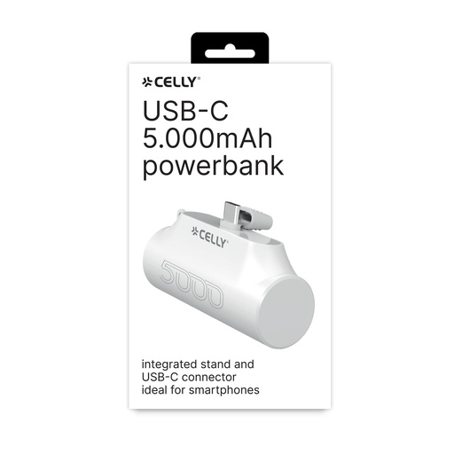 [PBC5000WH] Celly Power Bank Compact 5.000mAh, Bianco