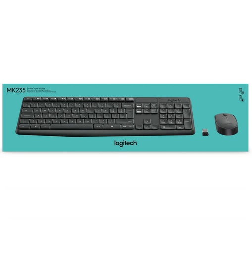 [920-007913] Logitech Combo wireless MK235 usb antischizzo tast. numerico + mouse ottico nero 3 tasti