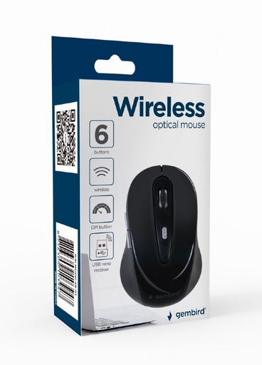 [MUSW-6B-01] Gembird mouse 6 tasti 1600 dpi, nero